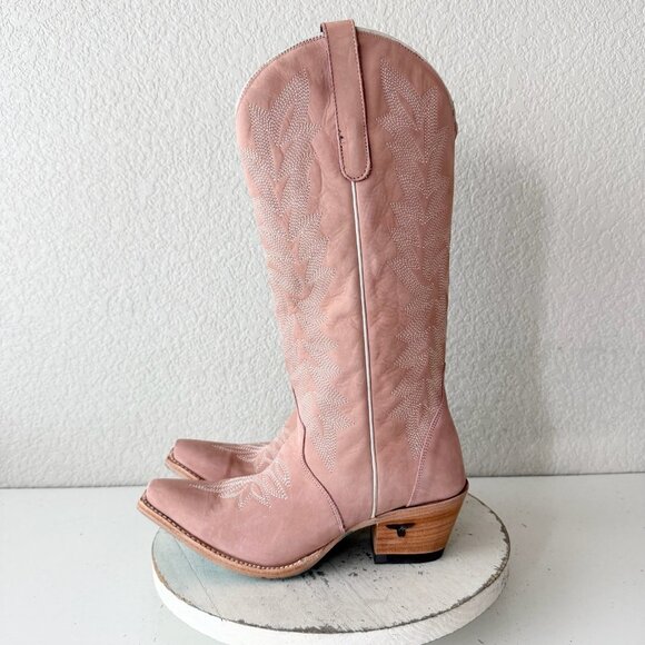 Lane Gallatin Womens Cowboy Boots 8 Pink Cowgirl Western Mid Calf Pointed Toe - Picture 4 of 11